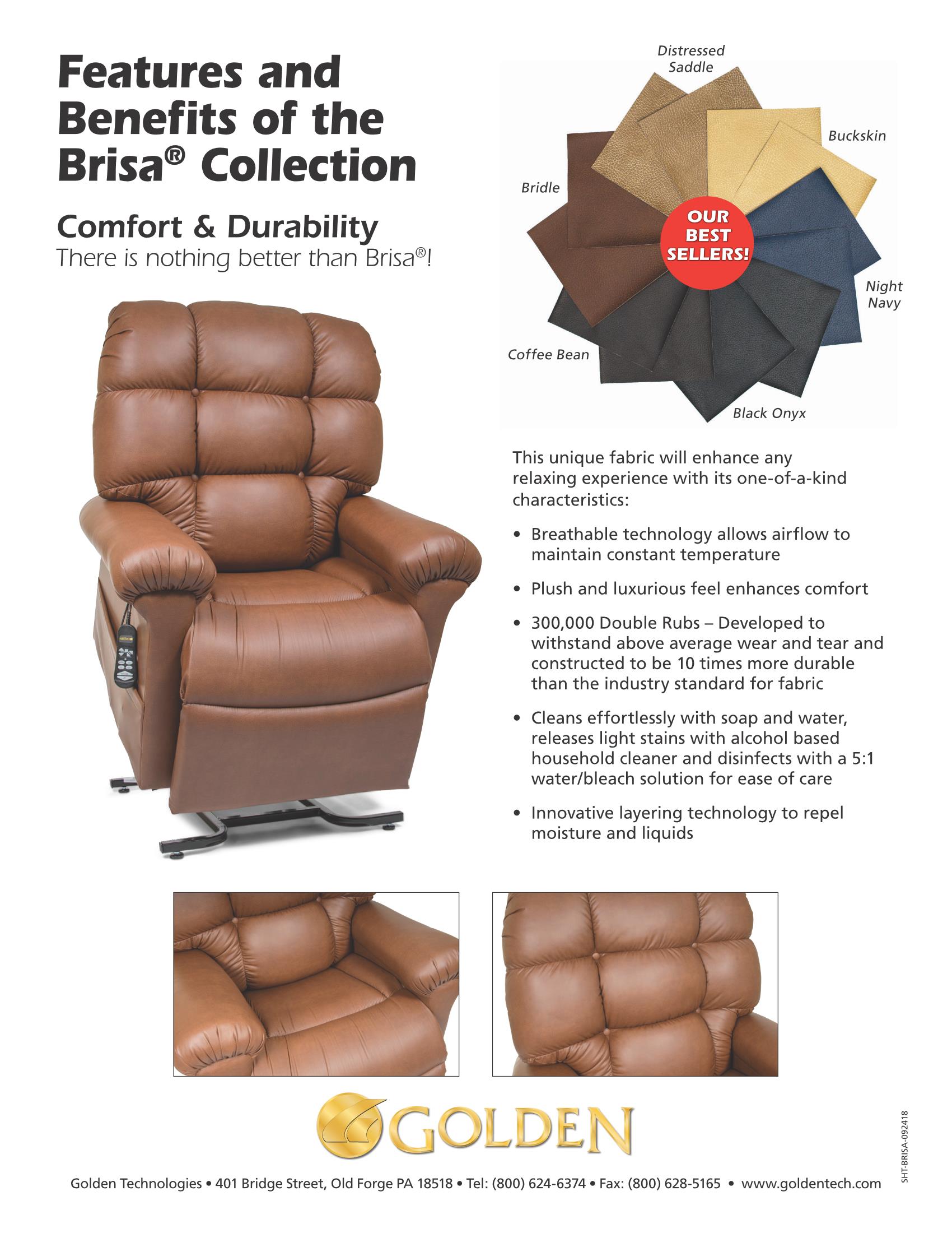 The Brisa fabric for Golden Technologies Power Lift Chair Recliners